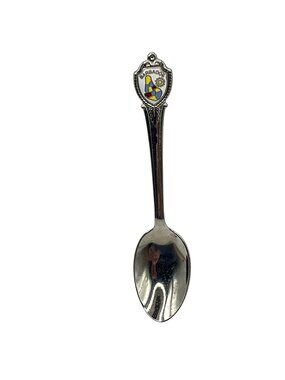 Barbados Souvenir Spoon Enamel Shield Design Silver-Tone Collectible 4.5 Inches